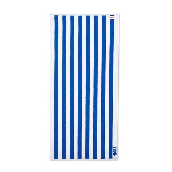 Solid & Striped Unisex Lapis Blue/White Stripe Cotton Vacation Beach Towel - Picture 2 of 3